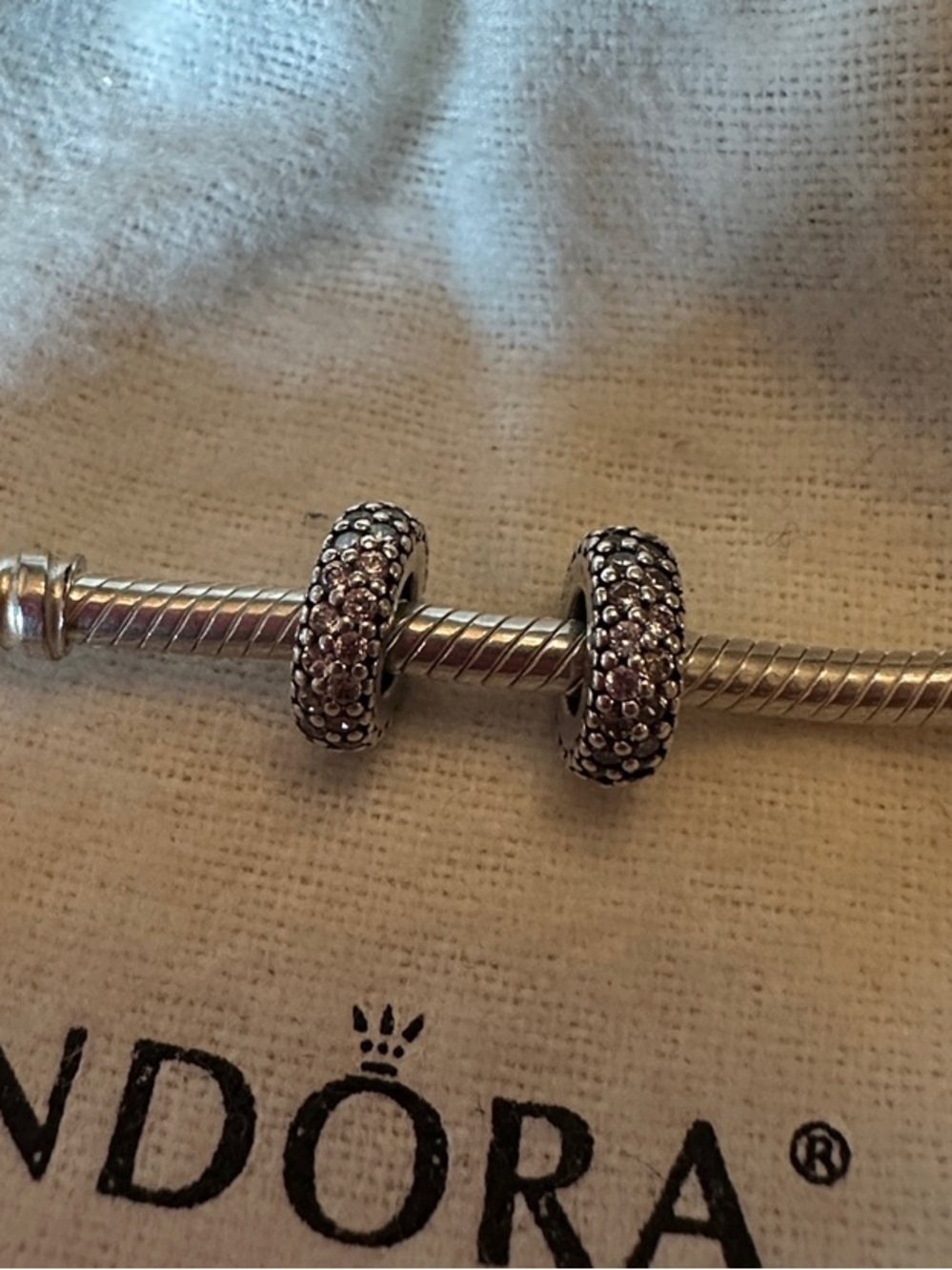 Pandora Clear Sparkle Spacer Charm set of 2
Sterling silver